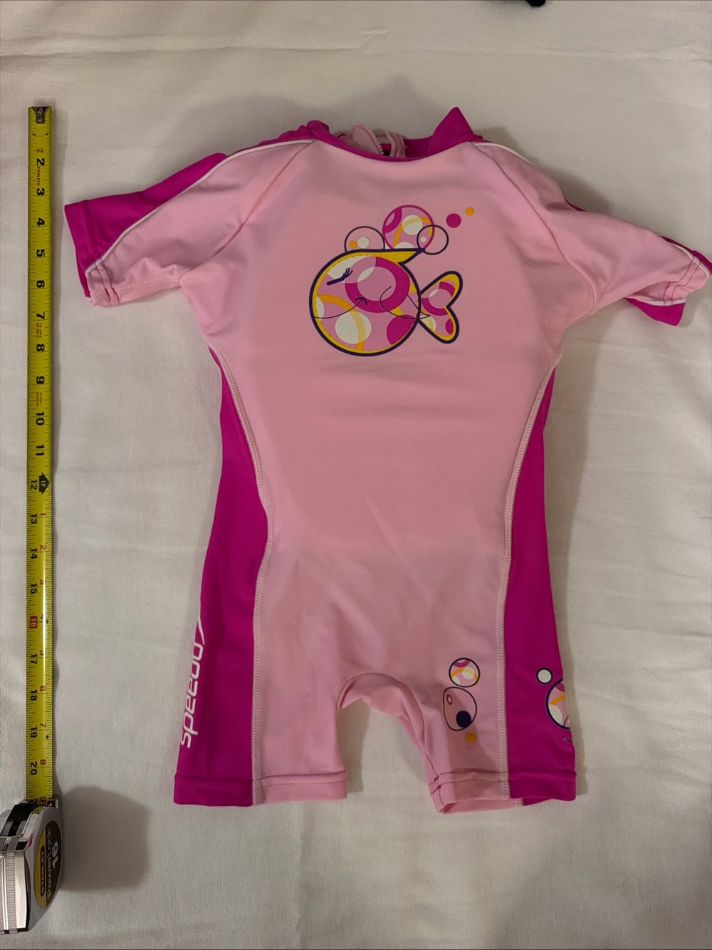 Speedo Learn to Swim Vest Suit Pink & Magenta Short-Sleeve Swimsuit with Fish